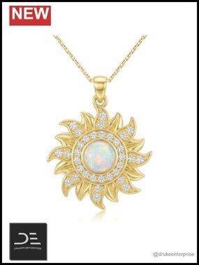 Sun and Moon Pendant Necklace 925 Sterling Silver 14K Gold Plated Celestial